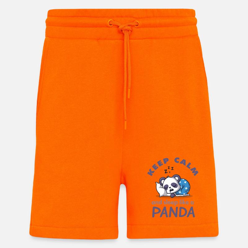 Keep Calm Chemise de nuit panda - Short bio décontracté fabriqué en UE - SUNSET ORANGE
