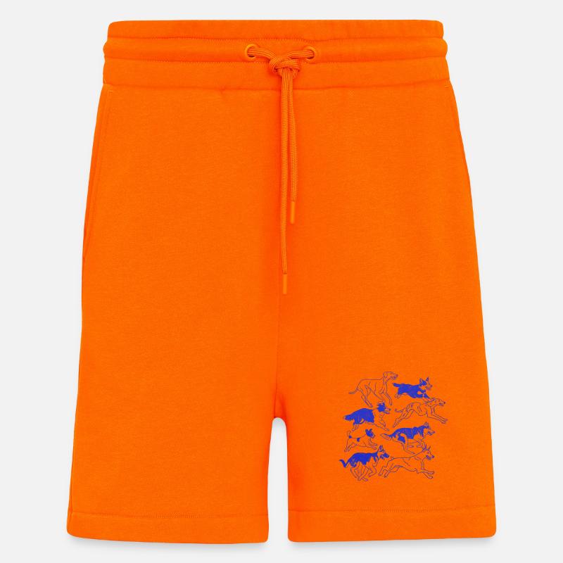 Dynamisches Hunde-Silhouetten-Rudel - Shorts - made by SPREAD - SUNSET ORANGE