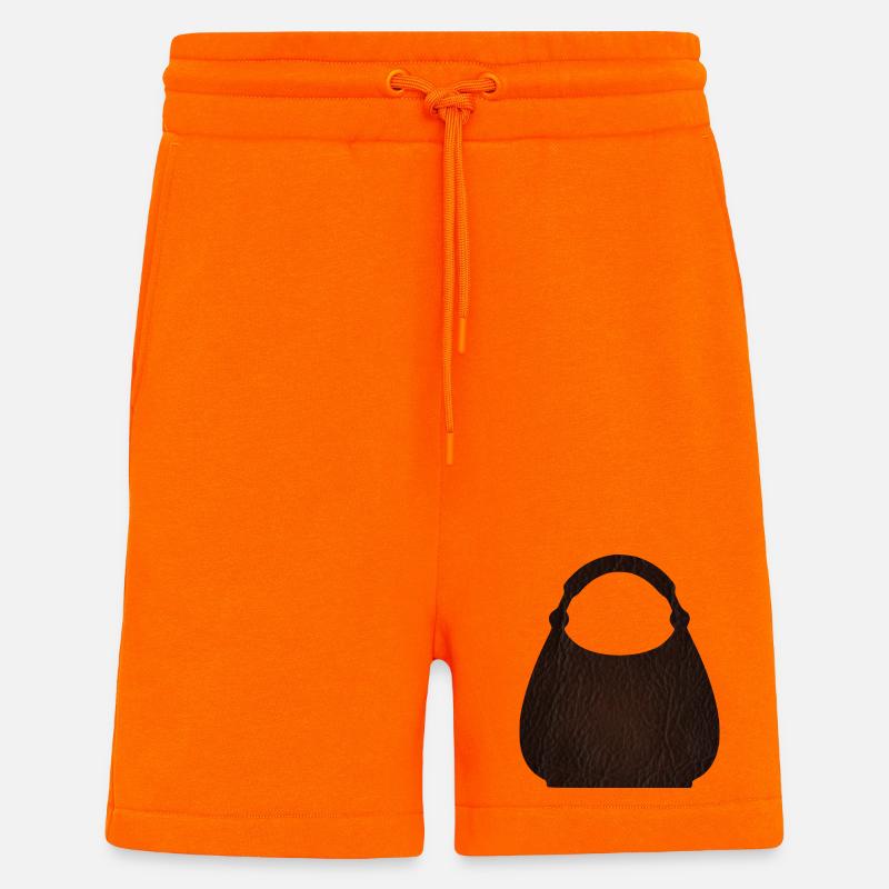 Texture du sac en cuir marron - Short bio décontracté fabriqué en UE - SUNSET ORANGE
