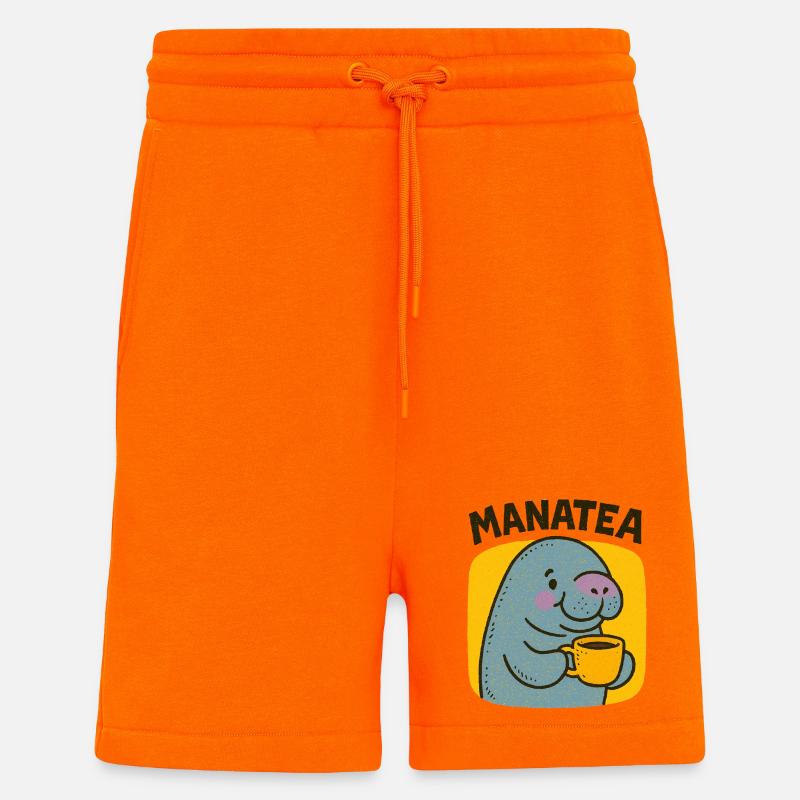 Manatea Cheer : Manatee sirote du thé - Short bio décontracté fabriqué en UE - SUNSET ORANGE
