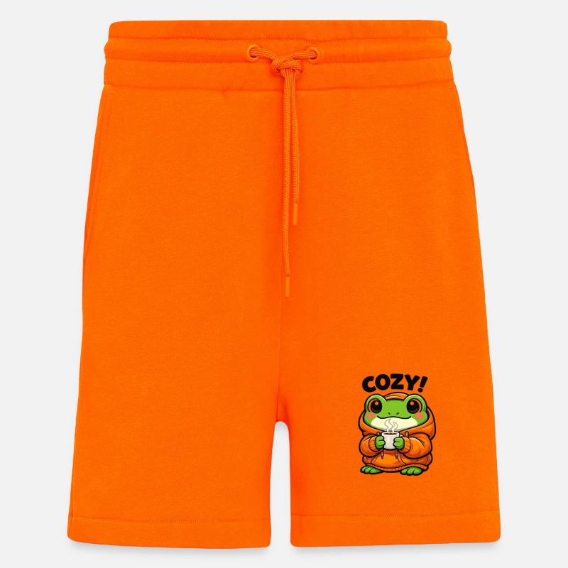 Sweat à capuche Pullover Grenouille Douillet - Short bio décontracté fabriqué en UE - SUNSET ORANGE