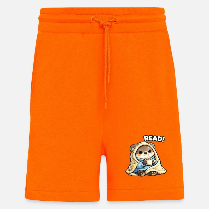 Cuddly Bear Reading Time Under Blanket - Shorts - made by SPREAD - SUNSET ORANGE