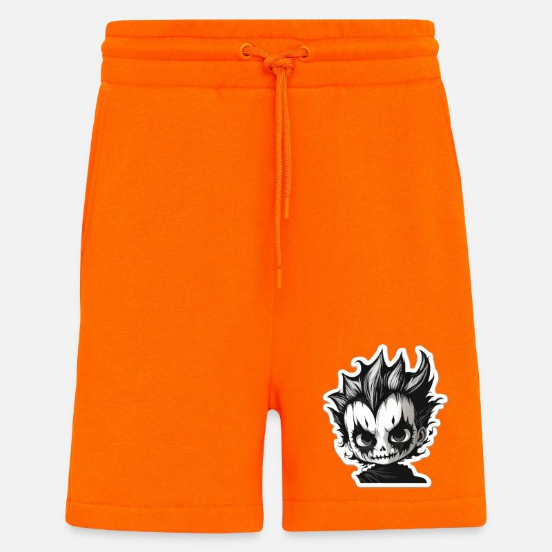 Spiky Skull Chibi - Shorts - made by SPREAD - SUNSET ORANGE