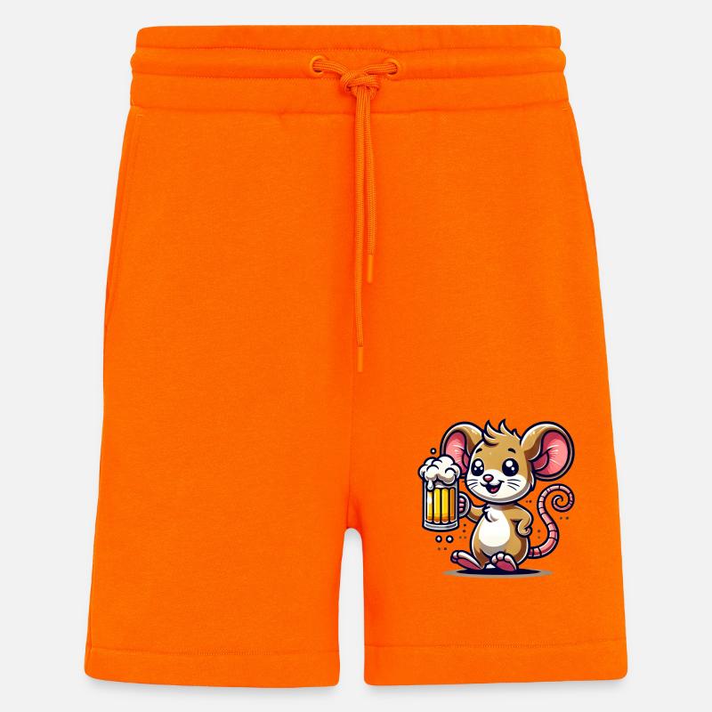 Cute Mouse Drinking Beer - Shorts - made by SPREAD - SUNSET ORANGE