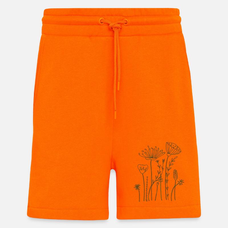 Fleurs séchées - Short bio décontracté fabriqué en UE - SUNSET ORANGE
