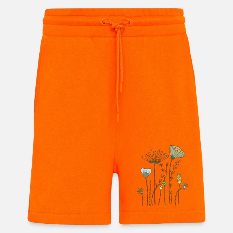 fleurs séchées prairie fleurie - Short bio décontracté fabriqué en UE - SUNSET ORANGE