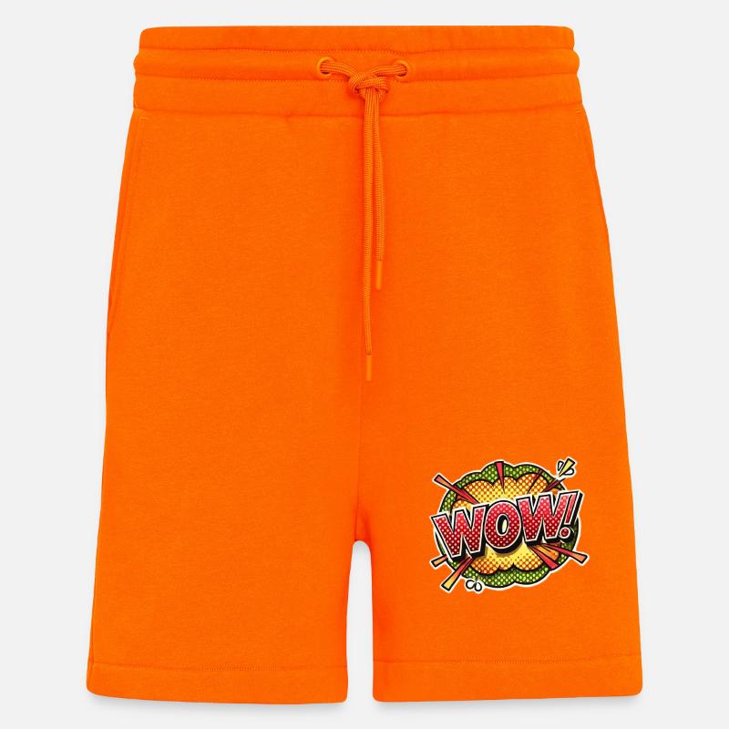 Pop Art Explosion Wow Design - Short bio décontracté fabriqué en UE - SUNSET ORANGE