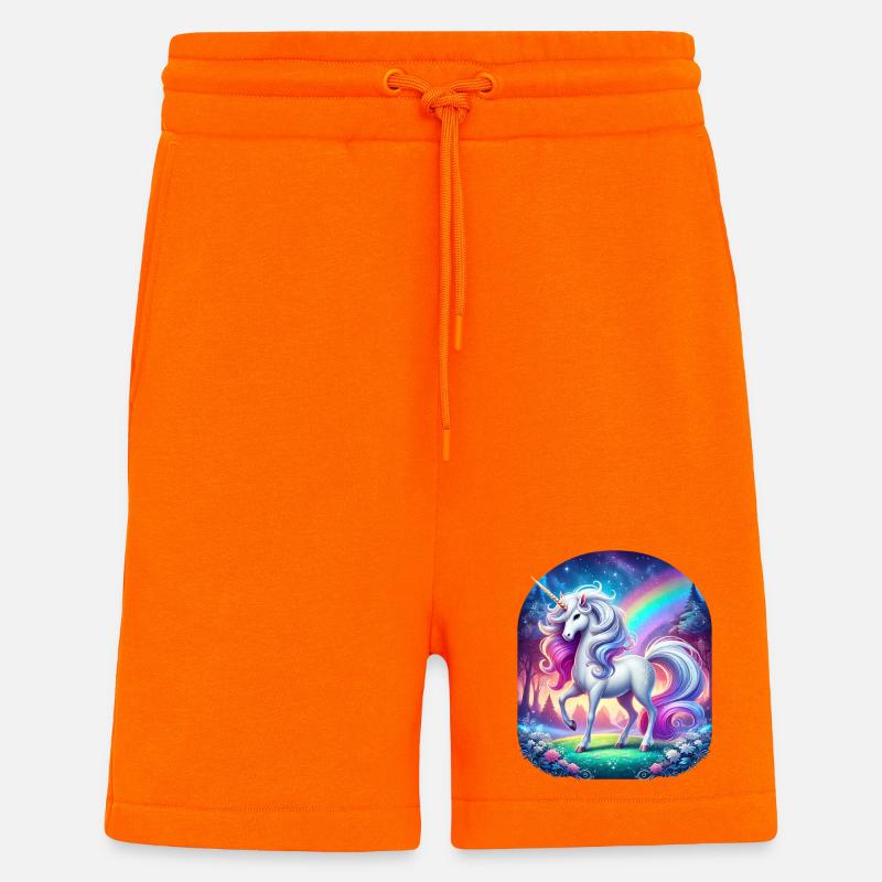 Regenbogen-Einhorn im Waldtraum - Shorts - made by SPREAD - SUNSET ORANGE