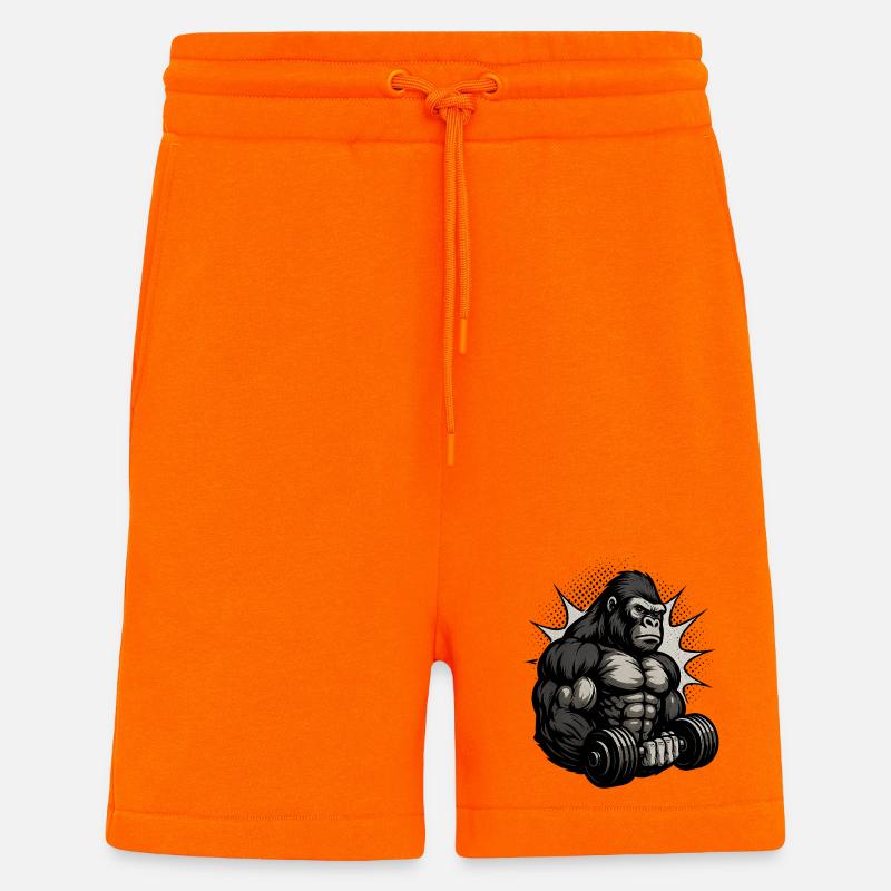 Strong Gorilla Force Pattern - Shorts - made by SPREAD - SUNSET ORANGE