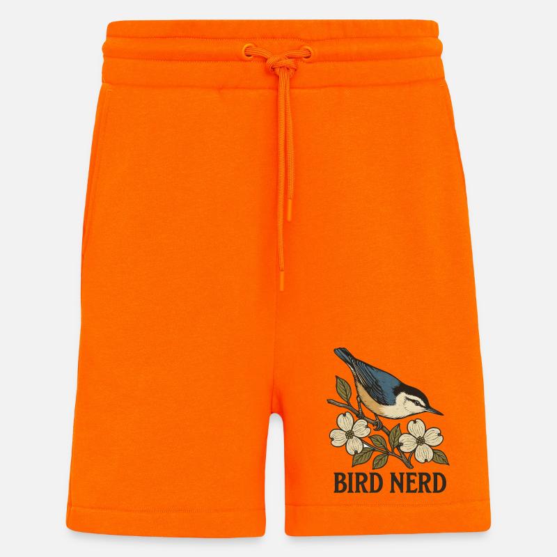 Eleganter blau-schwarzer Singvogel Vogel Nerd - Shorts - made by SPREAD - SUNSET ORANGE