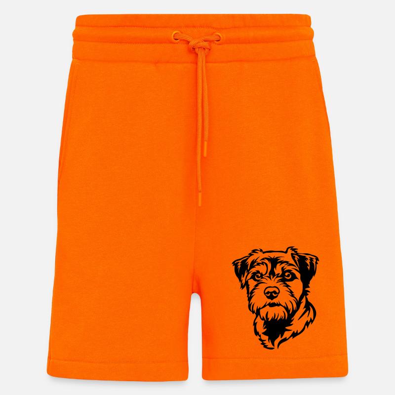 Tête de terrier de la frontière - Short bio décontracté fabriqué en UE - SUNSET ORANGE