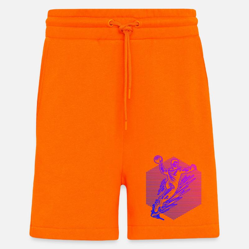 Message clair de handball pour hommes - Short bio décontracté fabriqué en UE - SUNSET ORANGE
