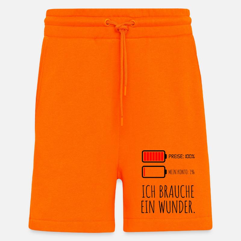 Prix, 100 % Mon compte 1 % - Short bio décontracté fabriqué en UE - SUNSET ORANGE