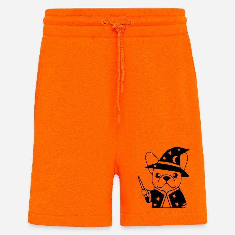 Frenchie Wizard Magic Outline - Shorts - made by SPREAD - SUNSET ORANGE
