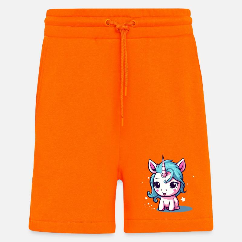 Blauhaariges Einhornchen Sticker - Shorts - made by SPREAD - SUNSET ORANGE
