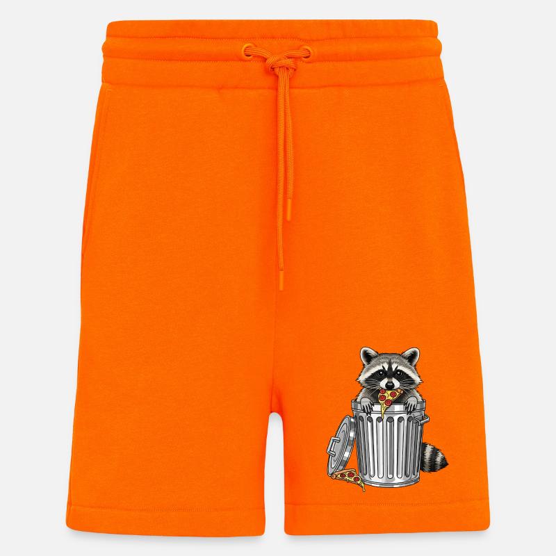 Course de pizza au raton laveur - Short bio décontracté fabriqué en UE - SUNSET ORANGE