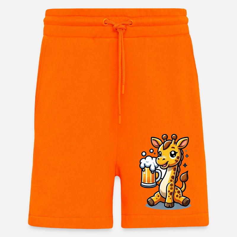 Cute Giraffe Drinking Beer 3 - Shorts - made by SPREAD - SUNSET ORANGE