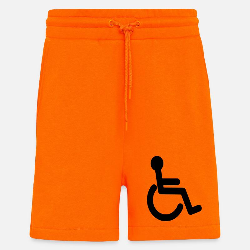 Symbole de base du fauteuil roulant # - Short bio décontracté fabriqué en UE - SUNSET ORANGE