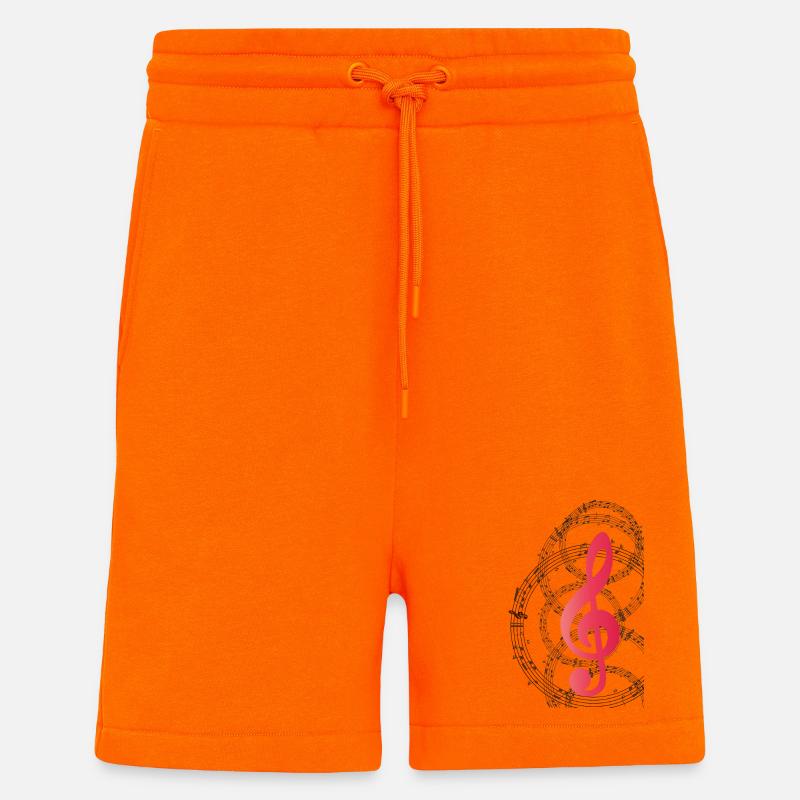 Clé de musique - Short bio décontracté fabriqué en UE - SUNSET ORANGE