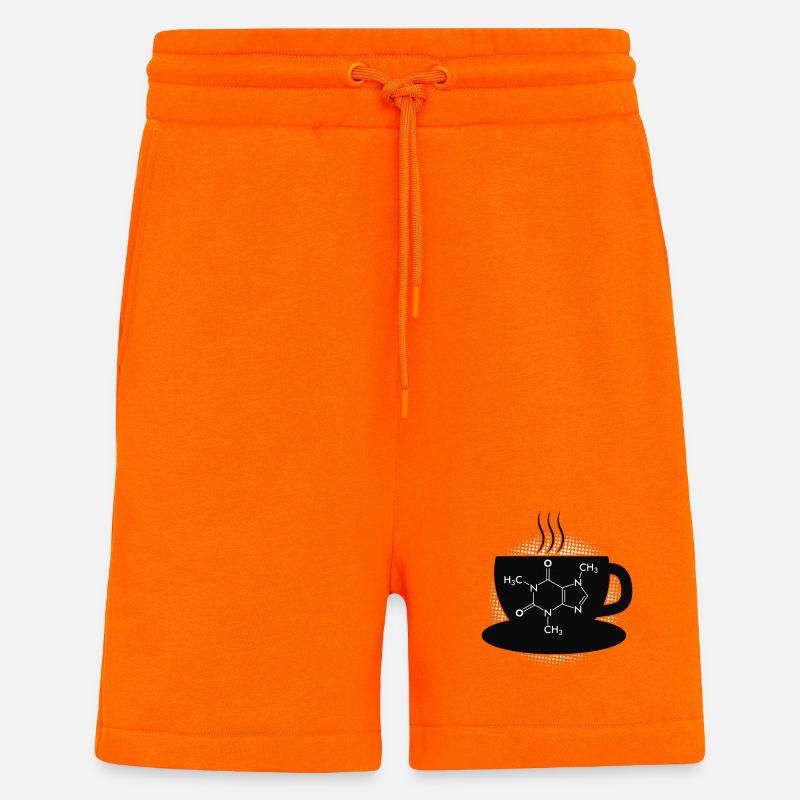 Café Caffeine Molecule - Short bio décontracté fabriqué en UE - SUNSET ORANGE