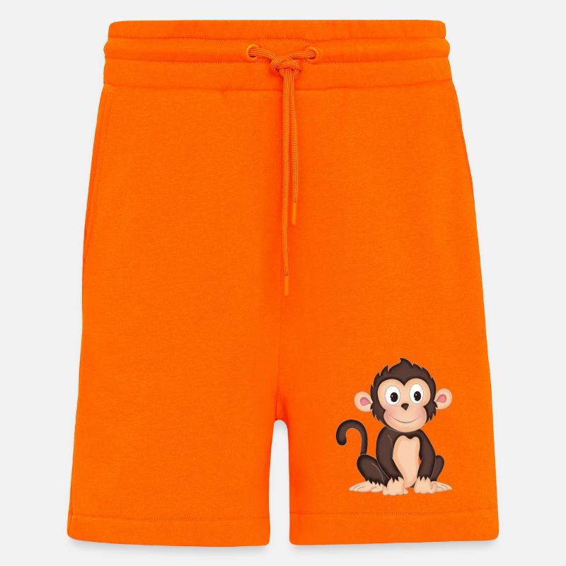 Singe - Singe mignon - design - Short bio décontracté fabriqué en UE - SUNSET ORANGE