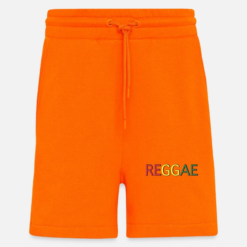 Lettrage des couleurs reggae - Short bio décontracté fabriqué en UE - SUNSET ORANGE