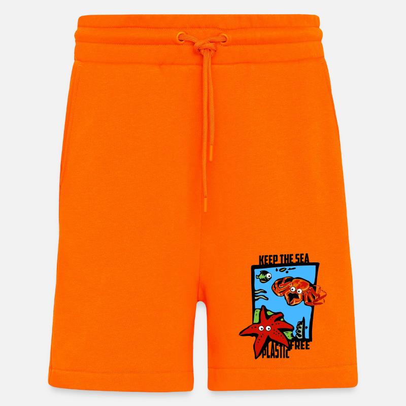 Halte das Meer Plastikfrei - Shorts - made by SPREAD - SUNSET ORANGE
