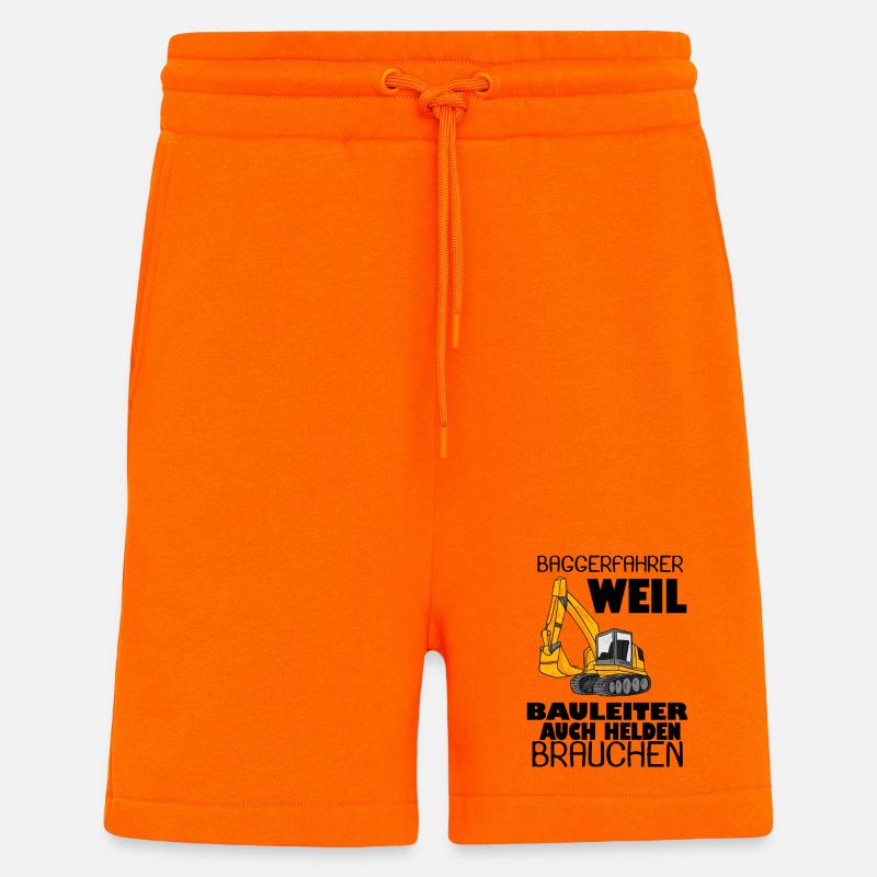Bauleiter Held Baggerfahrer Spruch - Shorts - made by SPREAD - SUNSET ORANGE