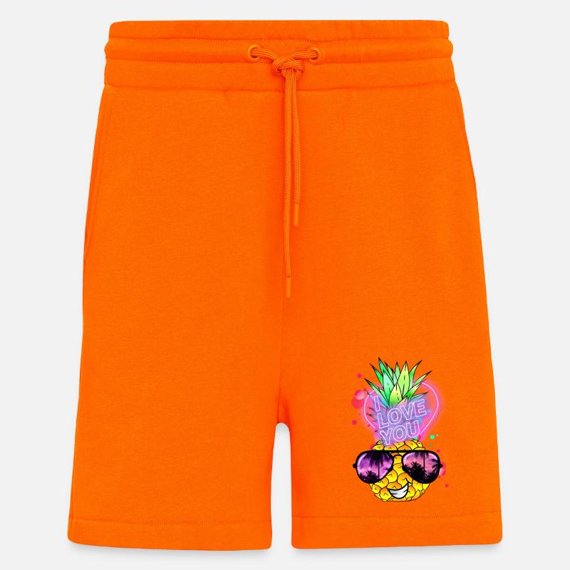 Ananas amoureux - Short bio décontracté fabriqué en UE - SUNSET ORANGE