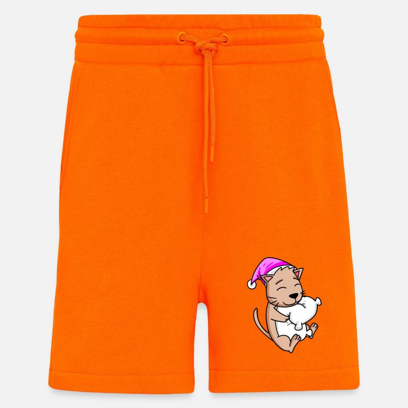 Chat avec oreiller - Short bio décontracté fabriqué en UE - SUNSET ORANGE