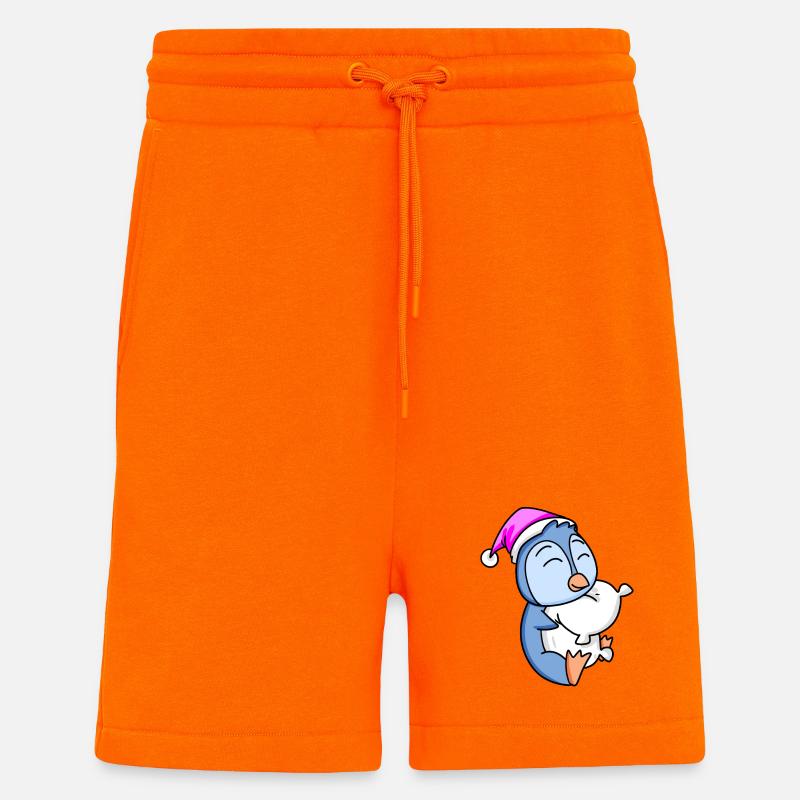 Pingouin avec oreiller - Short bio décontracté fabriqué en UE - SUNSET ORANGE