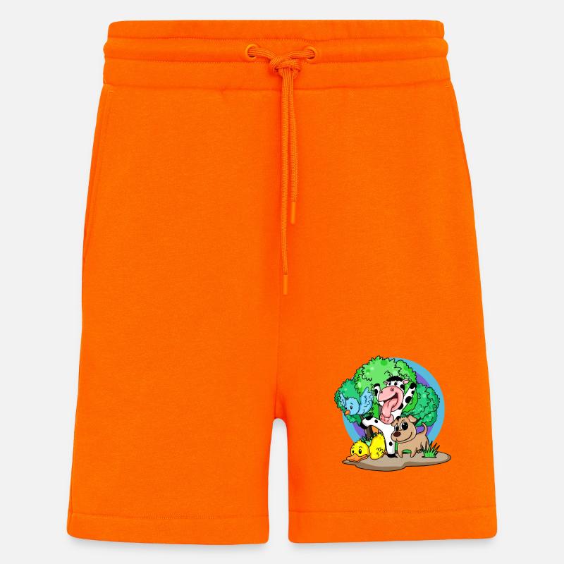 Animaux mignons - Short bio décontracté fabriqué en UE - SUNSET ORANGE
