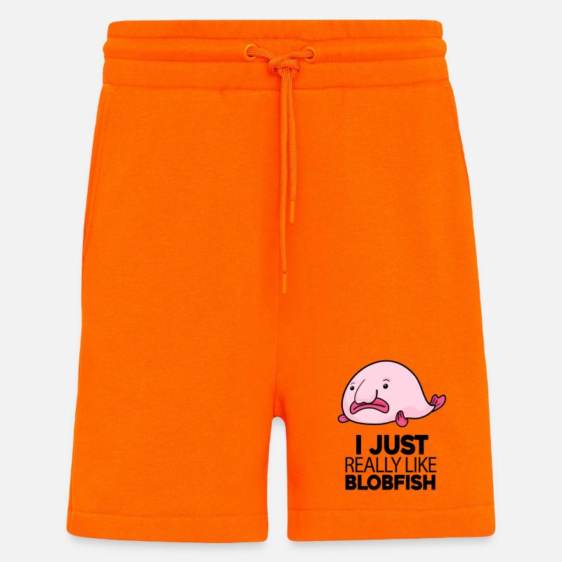 Poisson Blobfish - Short bio décontracté fabriqué en UE - SUNSET ORANGE