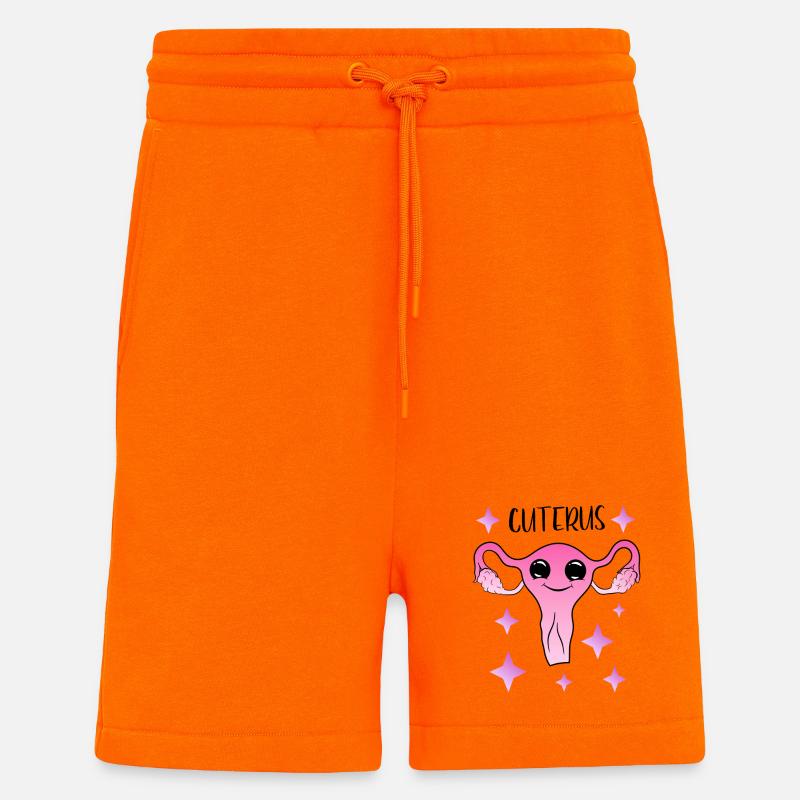 Cuterus - utérus mignon - Short bio décontracté fabriqué en UE - SUNSET ORANGE