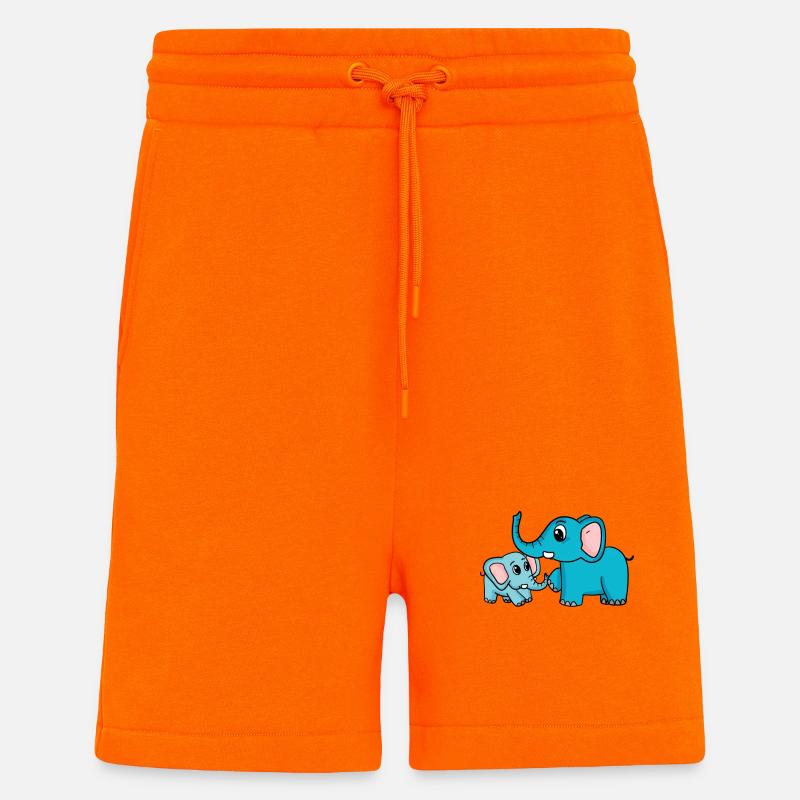 Elefant mit Baby Elefant - Shorts - made by SPREAD - SUNSET ORANGE