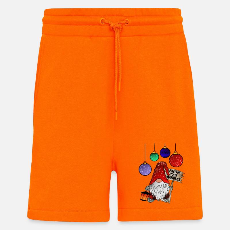 Gnome Noël Nain Joyeux Noël - Short bio décontracté fabriqué en UE - SUNSET ORANGE
