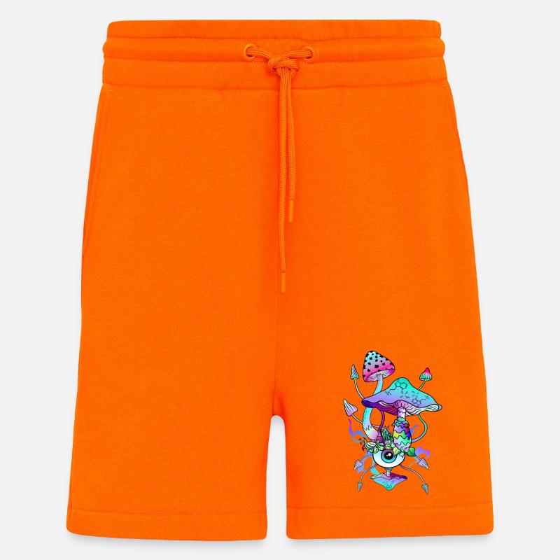 Psytrance Psychedelic Mushrooms - Shorts - made by SPREAD - SUNSET ORANGE