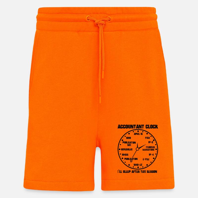 Drôle d’horloge comptable CPA Comptabilité - Short bio décontracté fabriqué en UE - SUNSET ORANGE