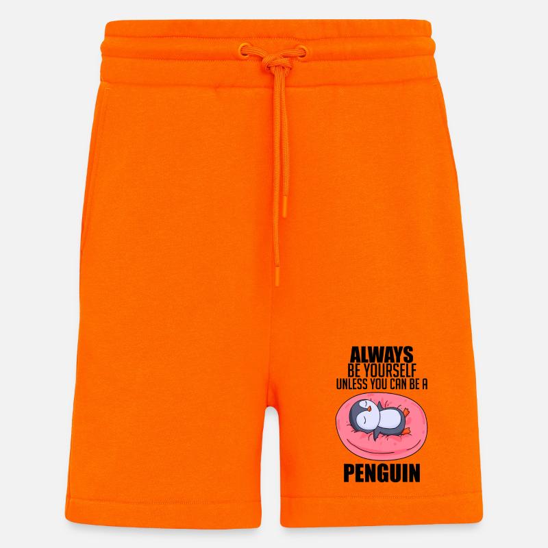 Penguin Penguins Dicton - Short bio décontracté fabriqué en UE - SUNSET ORANGE