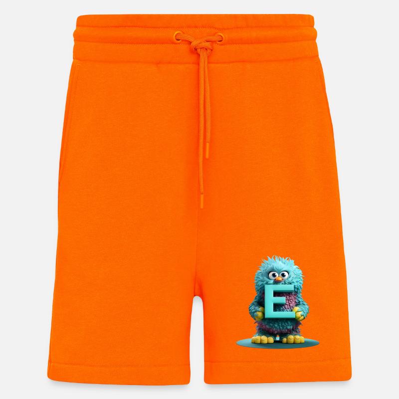 Flauschiges Monster mit dem Buchstaben E - Shorts - made by SPREAD - SUNSET ORANGE