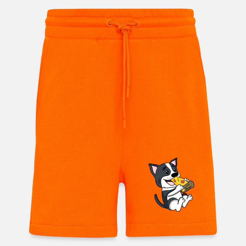 Boston Terrier Hund Pizza - Shorts - made by SPREAD - SUNSET ORANGE