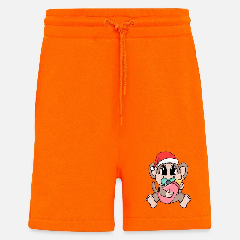 Singe bébé Noël - Short bio décontracté fabriqué en UE - SUNSET ORANGE