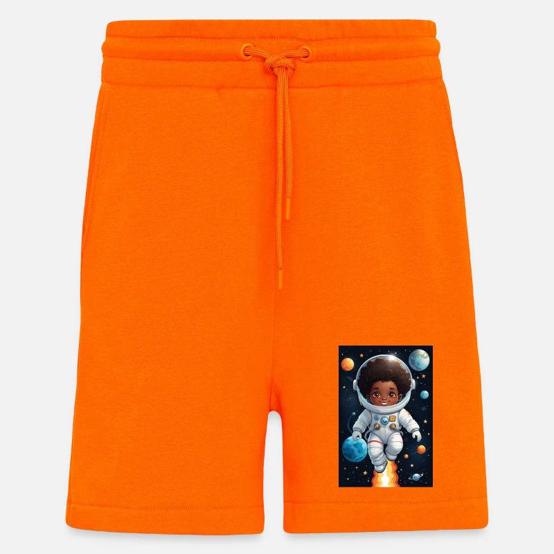 Visage d’enfant aventurier de l’espace - Short bio décontracté fabriqué en UE - SUNSET ORANGE