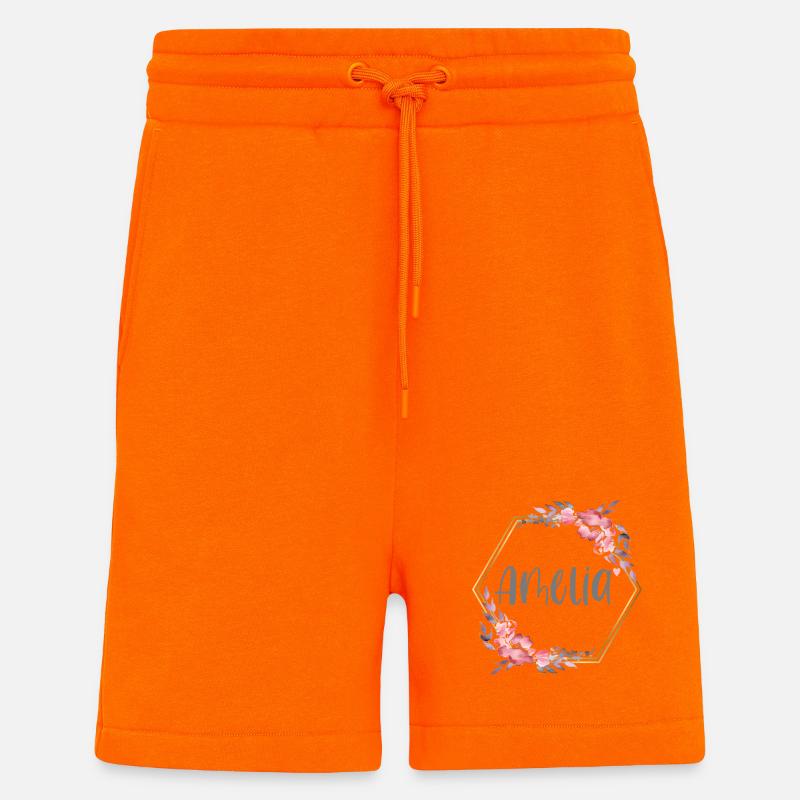 Amelia fille nom cadeau de bébé - Short bio décontracté fabriqué en UE - SUNSET ORANGE