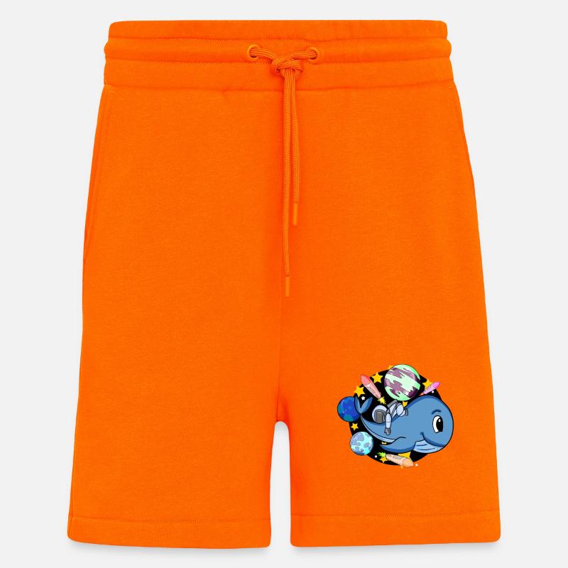Whale and astronaut in space - Shorts - made by SPREAD - SUNSET ORANGE
