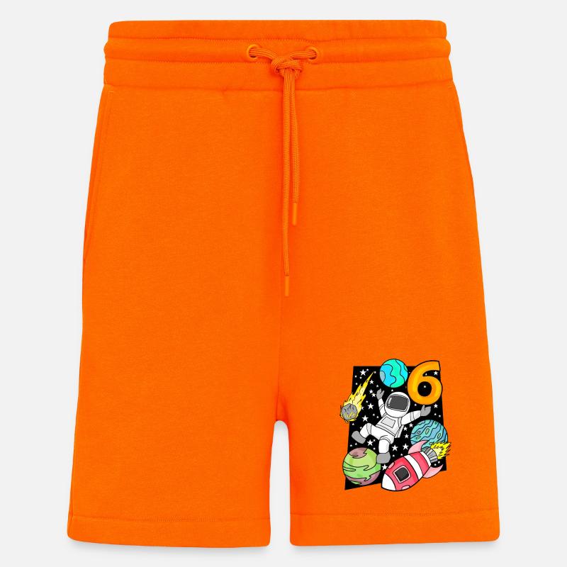 6 Anniversaire Garçon Astronaute Fusée - Short bio décontracté fabriqué en UE - SUNSET ORANGE