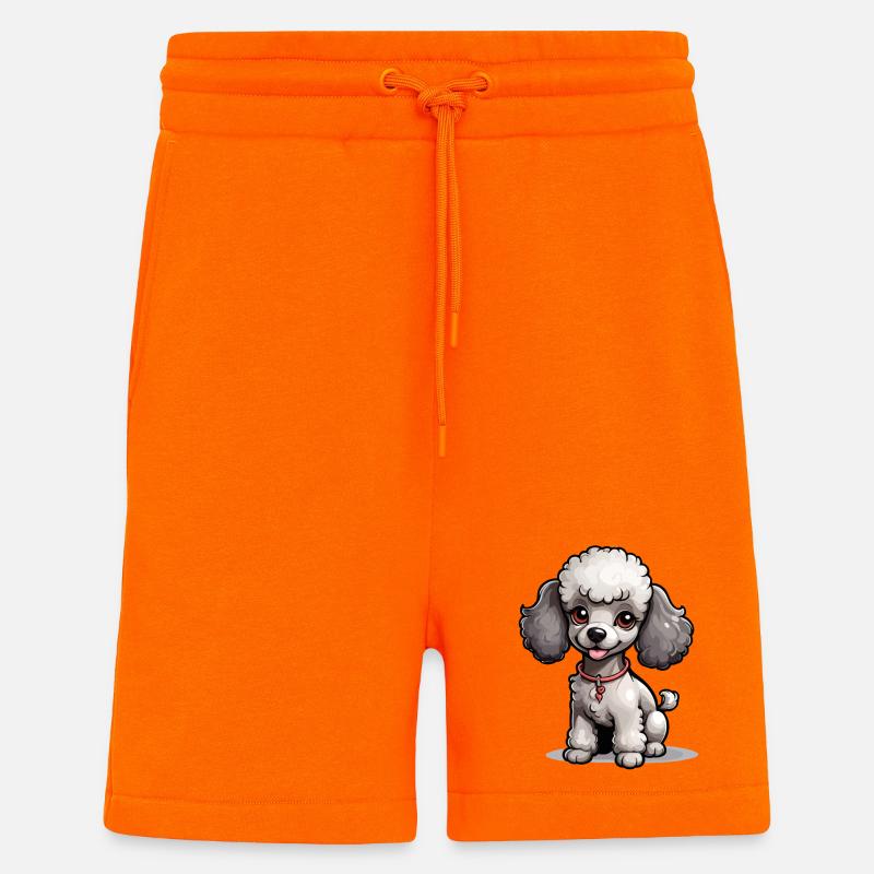 Grauer Pudel mit Halsband - Shorts - made by SPREAD - SUNSET ORANGE