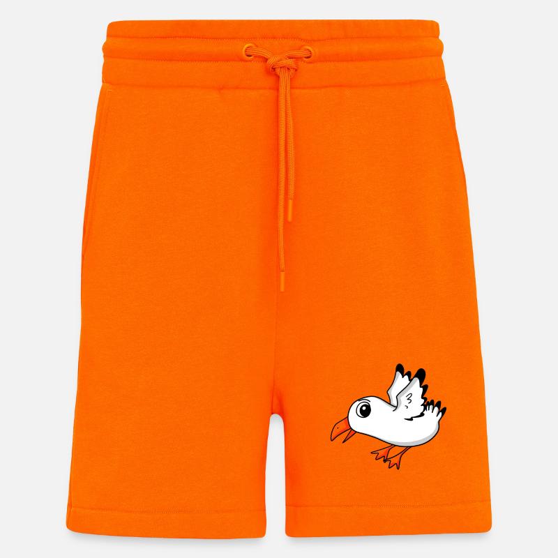 Oiseau mouette - Short bio décontracté fabriqué en UE - SUNSET ORANGE