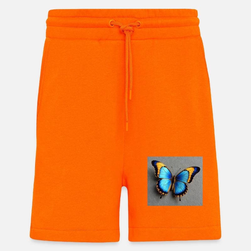 Kobaltblauer Schmetterling mit Orangenkante - Shorts - made by SPREAD - SUNSET ORANGE