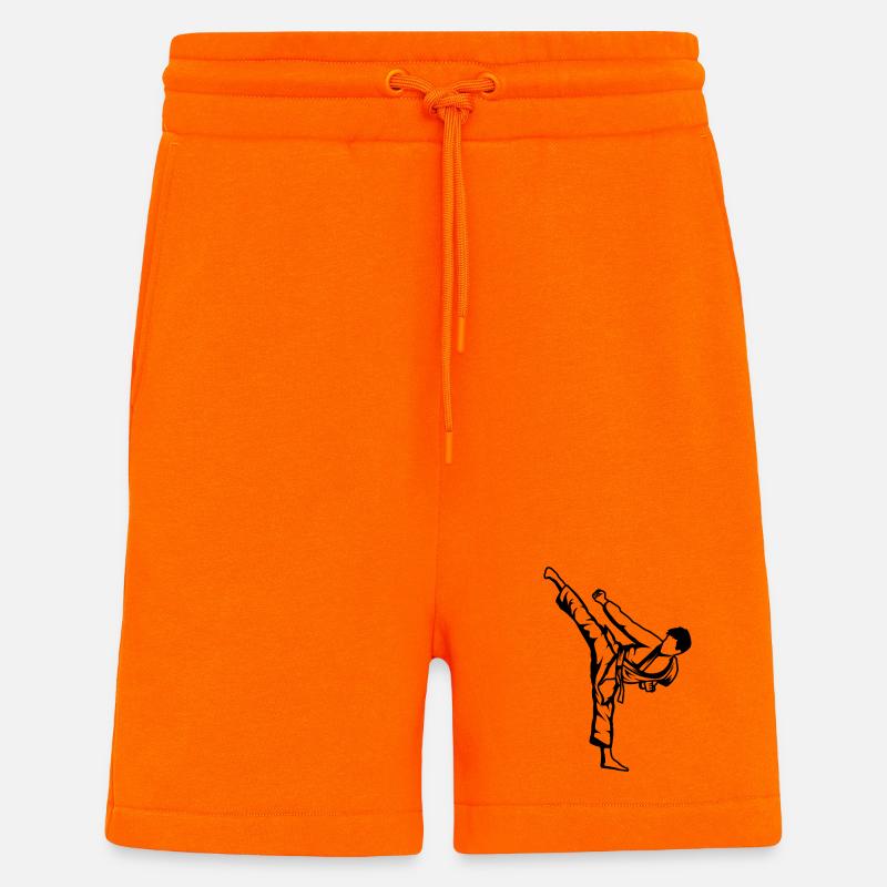 Dessin de garçon de karaté - Short bio décontracté fabriqué en UE - SUNSET ORANGE